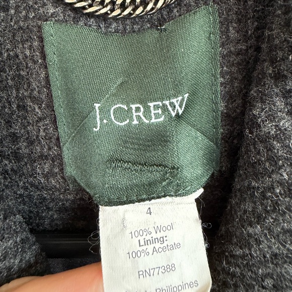 J.Crew Gray Single Breasted 100% Wool Fully Lined Peacoat Jacket Size 4 - Picture 7 of 7